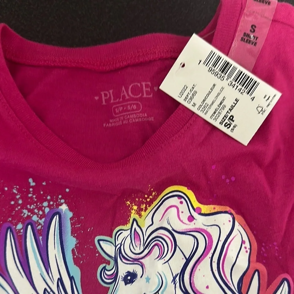 The Children's Place Pink Pegasus Short Sleeve Tee